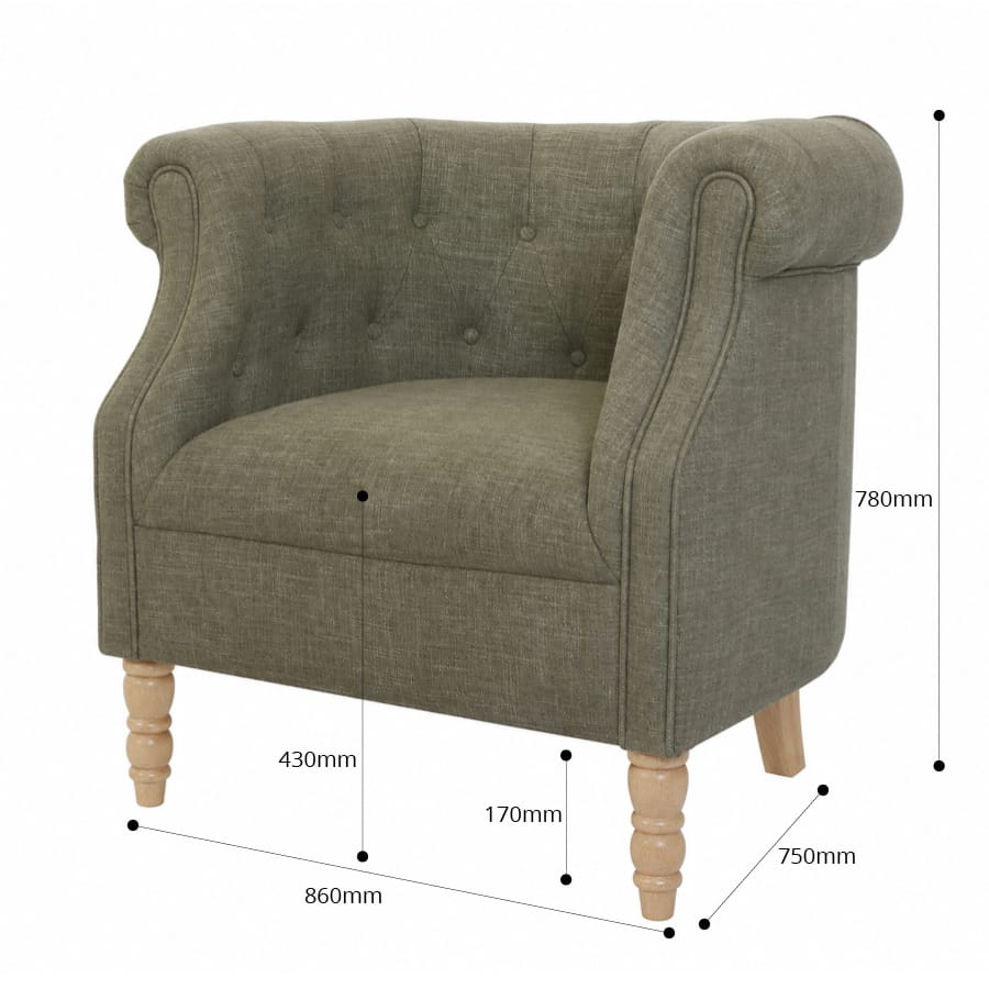 Esther Tub Chair Olive By Black Mango Interiors
