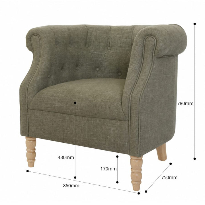 Esther Tub Chair Olive By Black Mango Interiors
