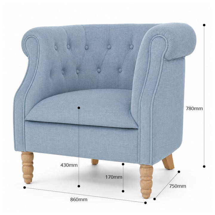 Esther Tub Chair Sky By Black Mango Interiors