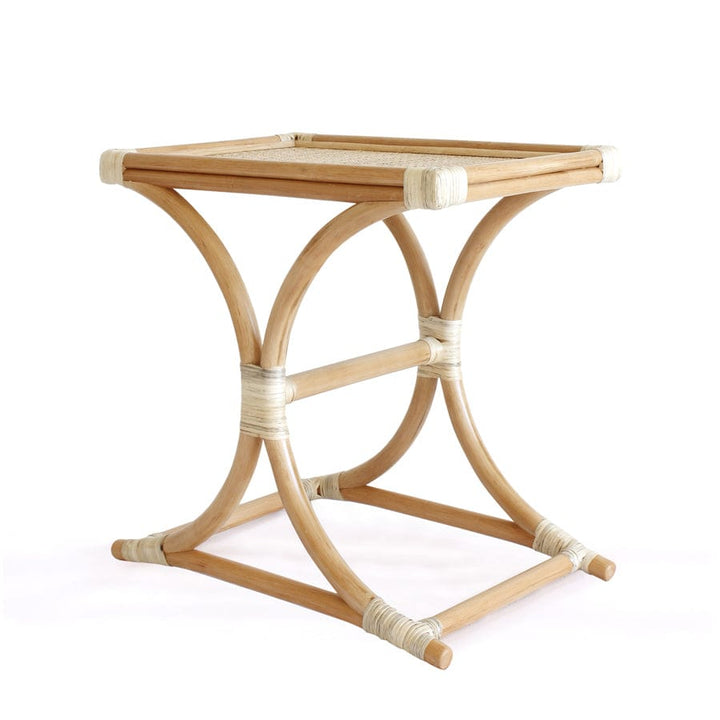 Evie Rattan Side Table Cross Legs Natural By Black Mango