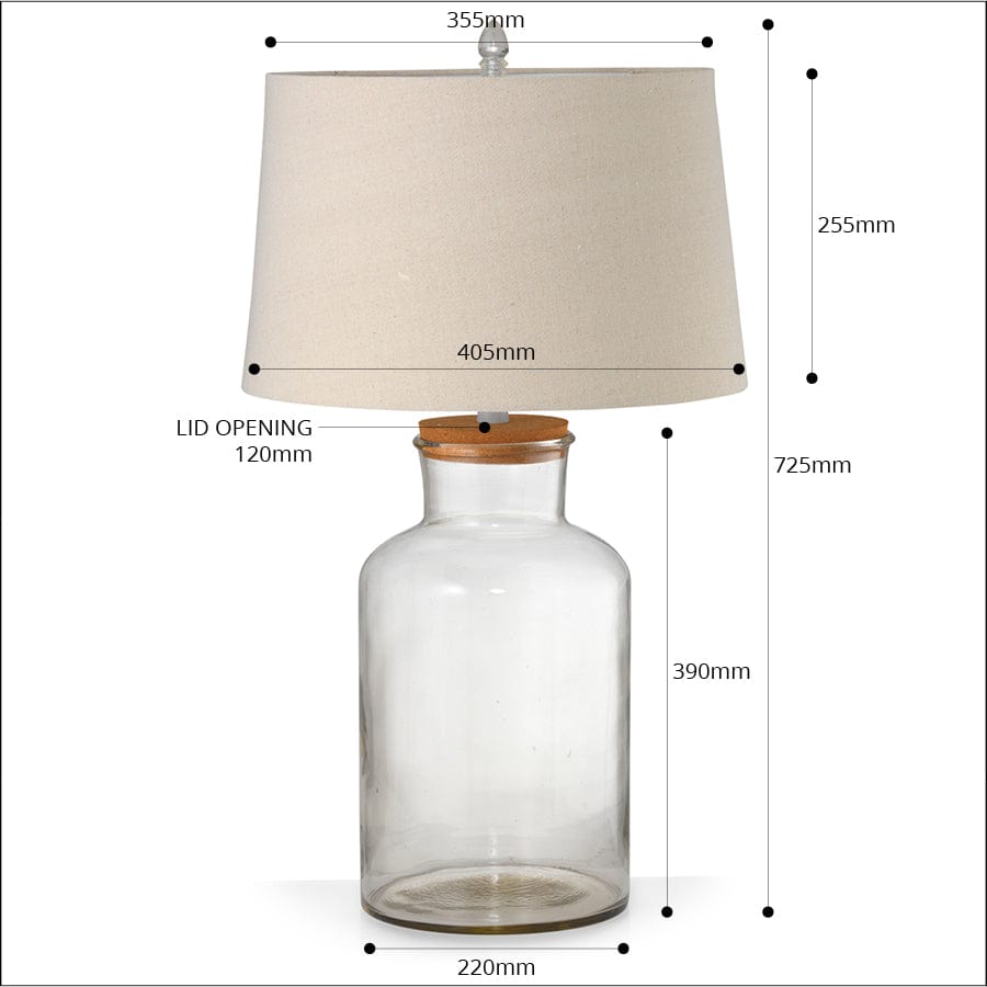 Fillable Jar Lamp With Oatmeal Shade Large 72cm By Black Mango