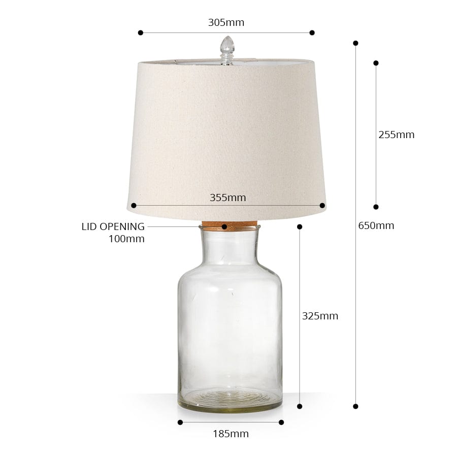 Fillable Jar Lamp With Oatmeal Shade Medium 65cm By Black Mango