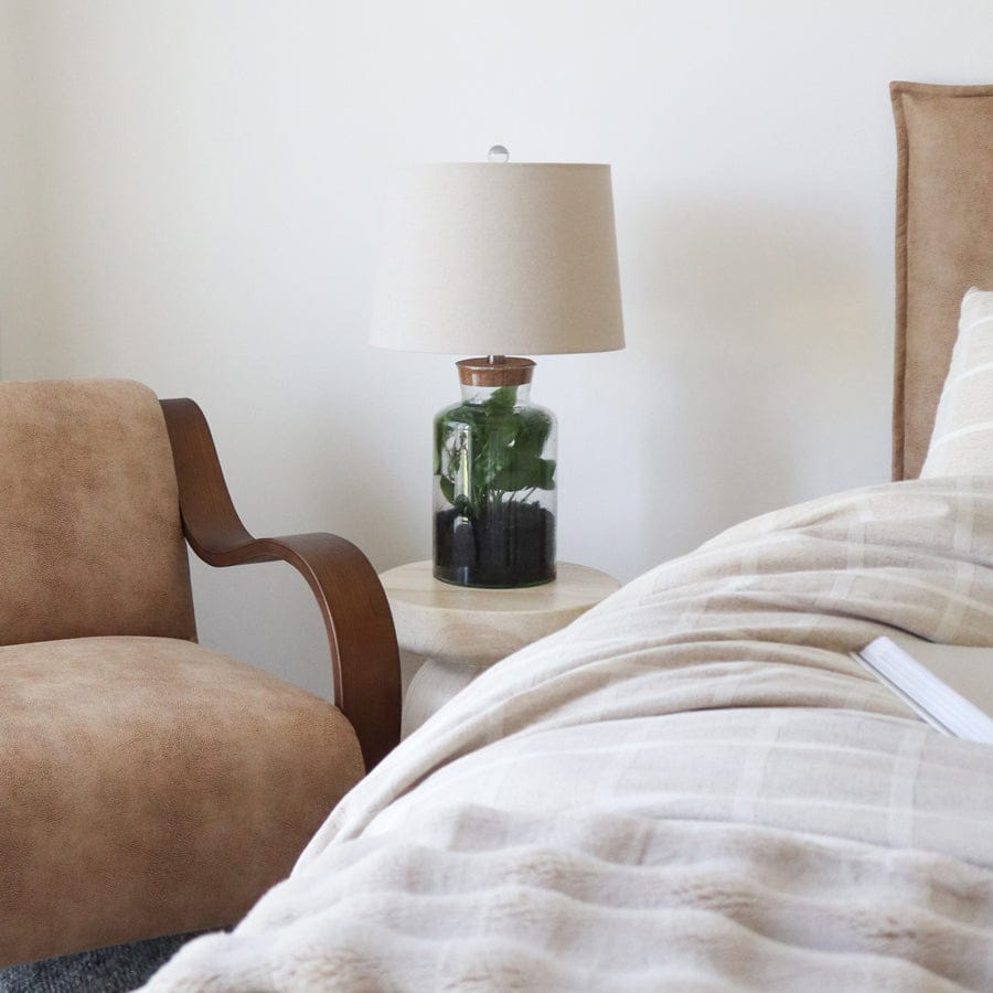 Fillable Jar Lamp With Oatmeal Shade Medium 65cm By Black Mango Interiors