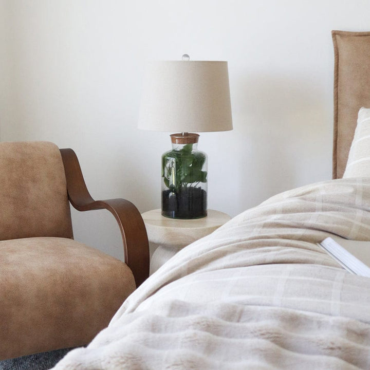 Fillable Jar Lamp With Oatmeal Shade Medium 65cm By Black Mango Interiors