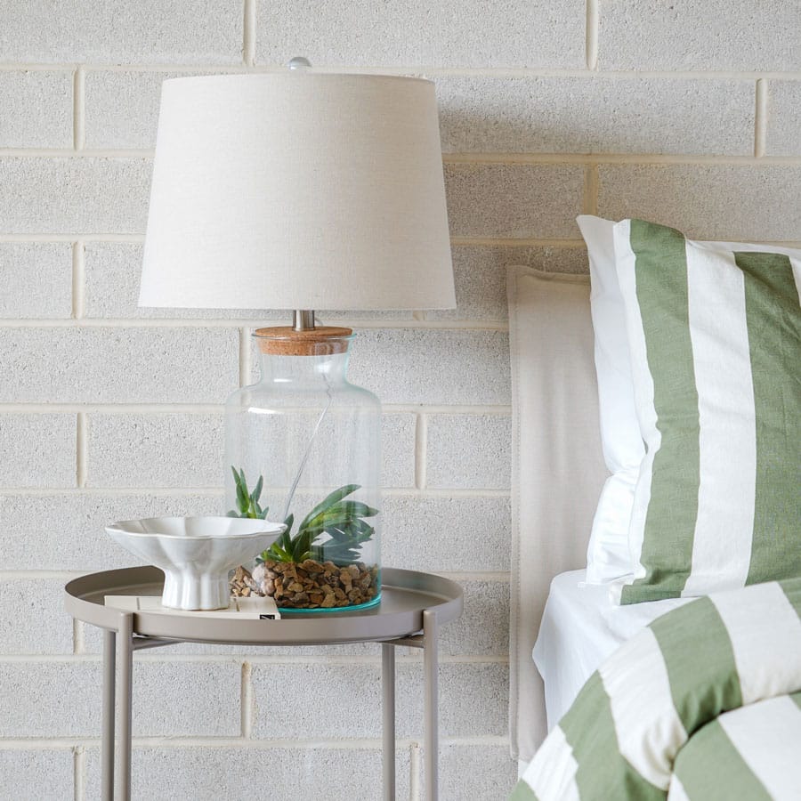 Fillable Jar Lamp With Oatmeal Shade Medium 65cm By Black Mango Interiors