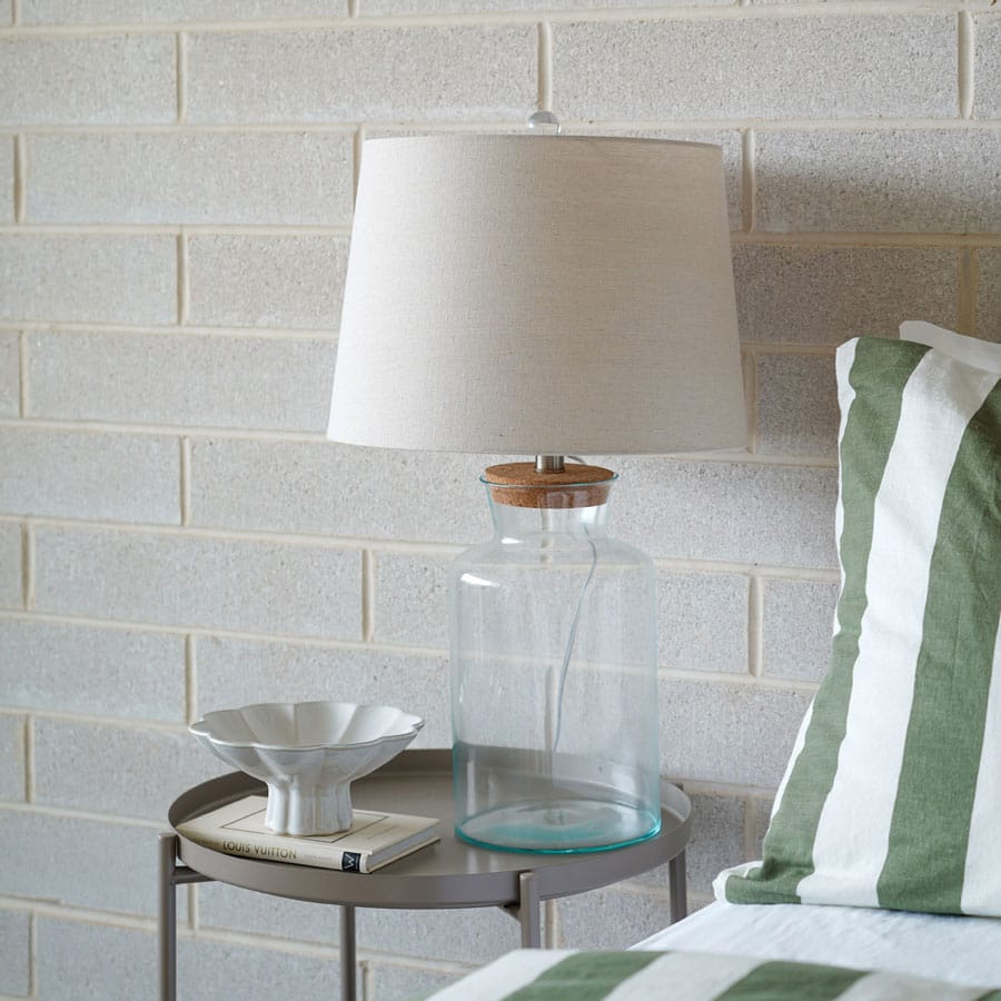 Fillable Jar Lamp With Oatmeal Shade Medium 65cm By Black Mango Interiors