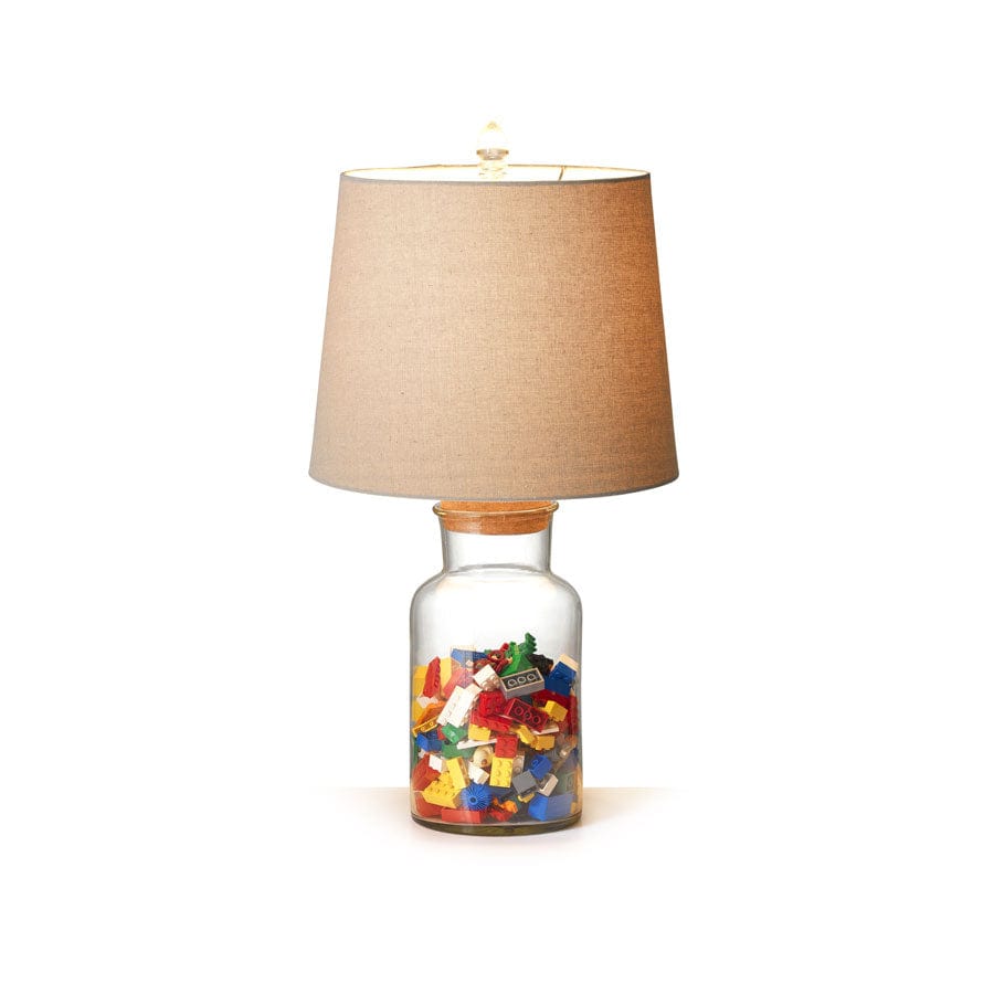 Fillable Jar Lamp With Oatmeal Shade Small 56cm By Black Mango