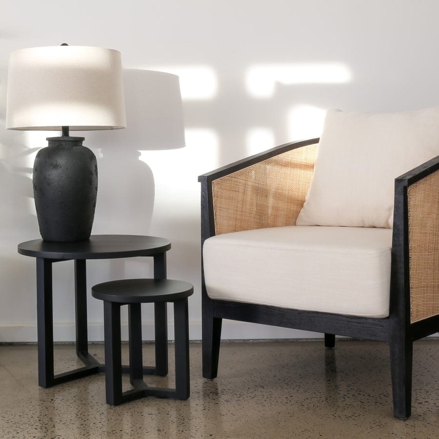 Finn 2 Piece Elm Wood Side Table Set Black By Black Mango Interiors