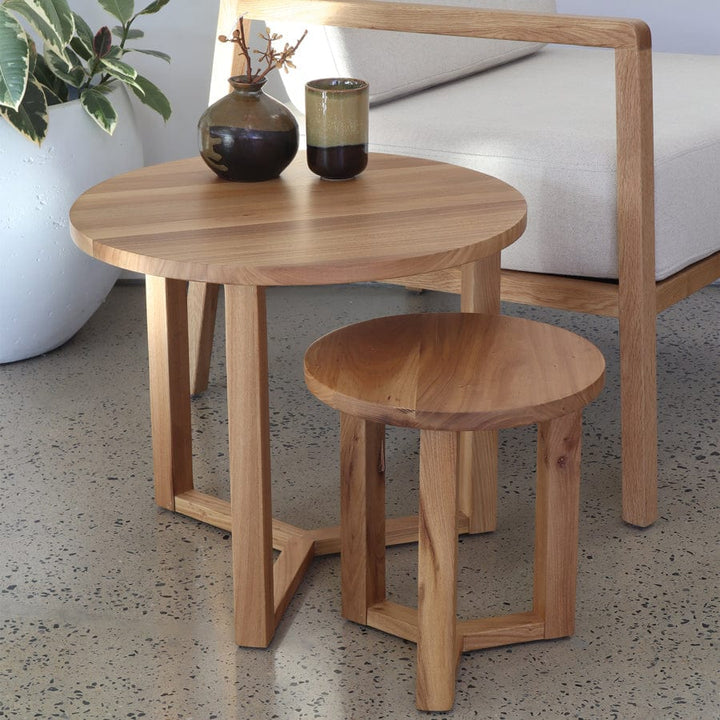Finn 2 Piece Elm Wood Side Table Set Natural By Black Mango Interiors