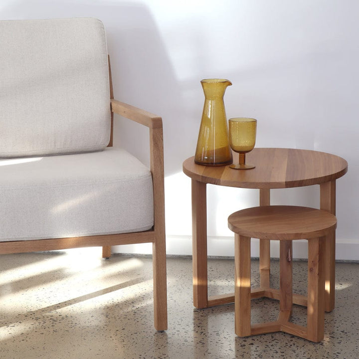 Finn 2 Piece Elm Wood Side Table Set Natural By Black Mango Interiors