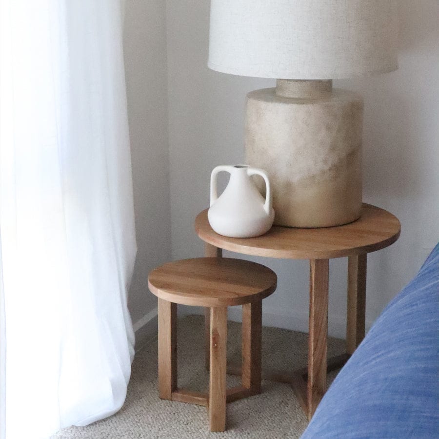 Finn 2 Piece Elm Wood Side Table Set Natural By Black Mango Interiors