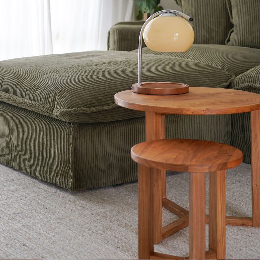 Finn 2 Piece Elm Wood Side Table Set Natural By Black Mango Interiors