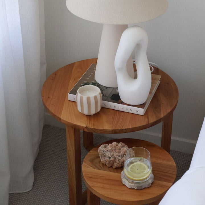 Finn 2 Piece Elm Wood Side Table Set Natural By Black Mango Interiors