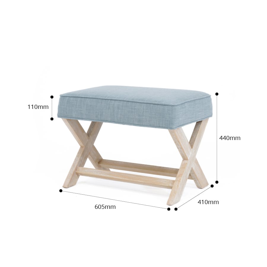 Gracie Ottoman Sky By Black Mango Interiors