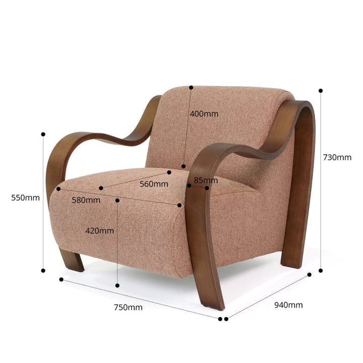 Hadley Arm Chair Blush By Black Mango