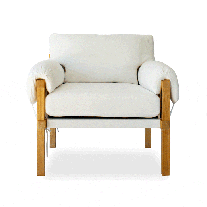 Harper Linen & Oak Arm Chair Off White By Black Mango