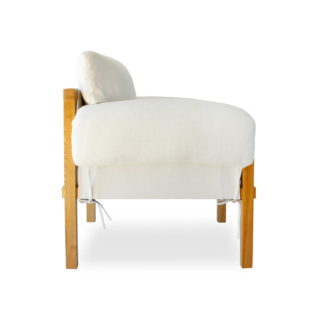 Harper Linen & Oak Arm Chair Off White By Black Mango