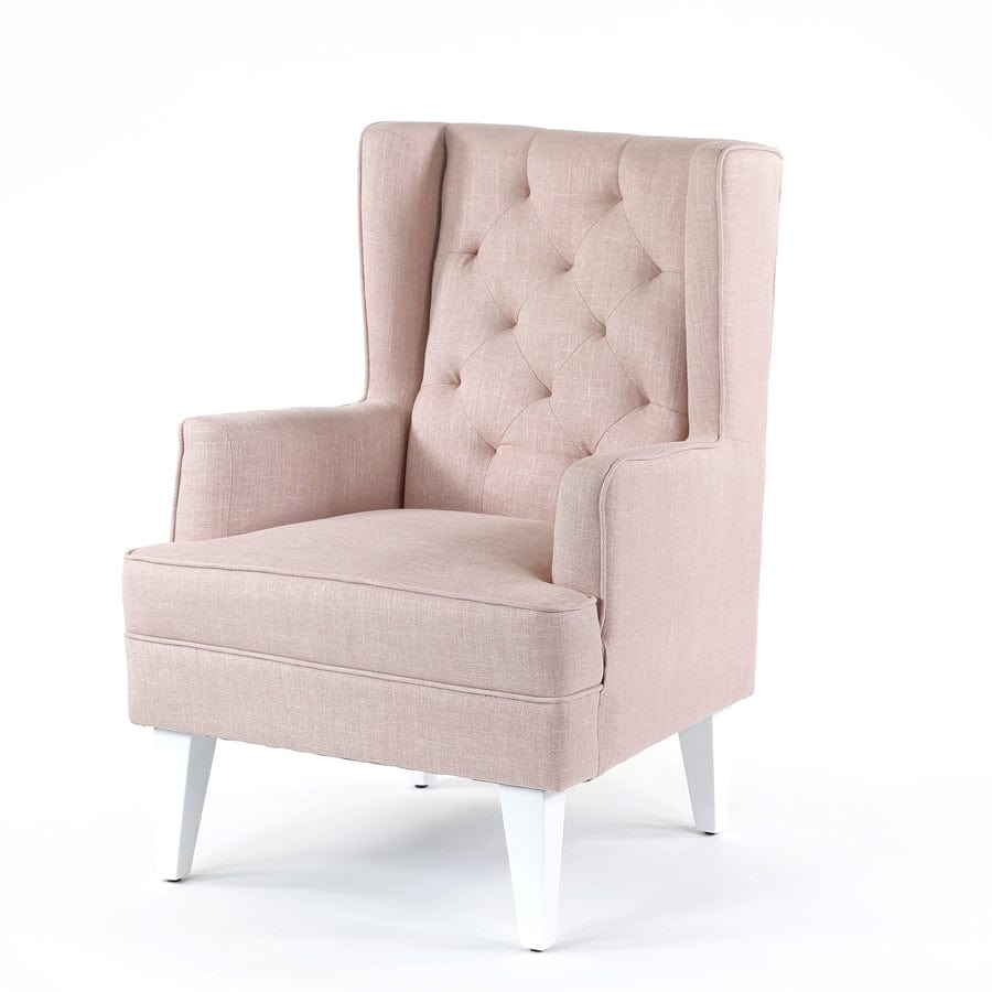 Isla Wingback Rocking Chair Dusty Pink White Legs By Black Mango