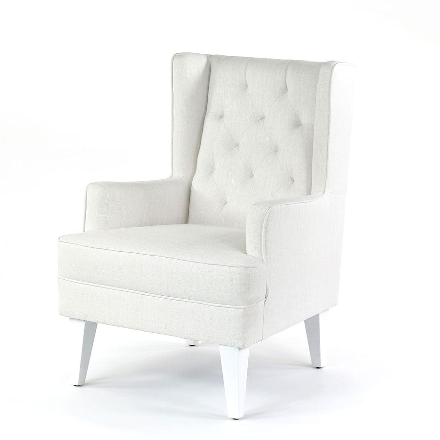 Isla Wingback Rocking Chair Linen White White Legs By Black Mango