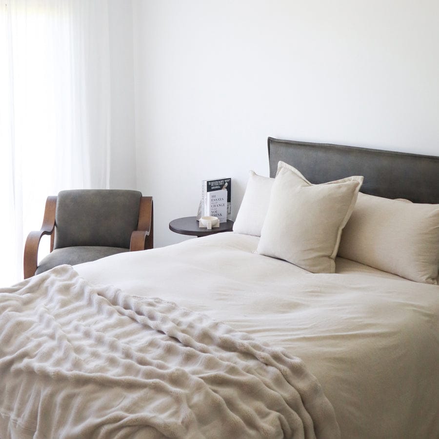 Juno Bedhead with Leatherette Slipcover Double Size Brunswick By Black Mango Interiors