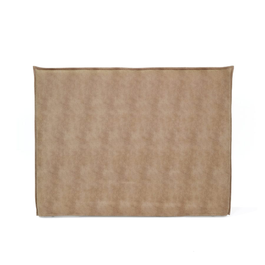 Juno Bedhead with Leatherette Slipcover Double Size Fawn By Black Mango Interiors