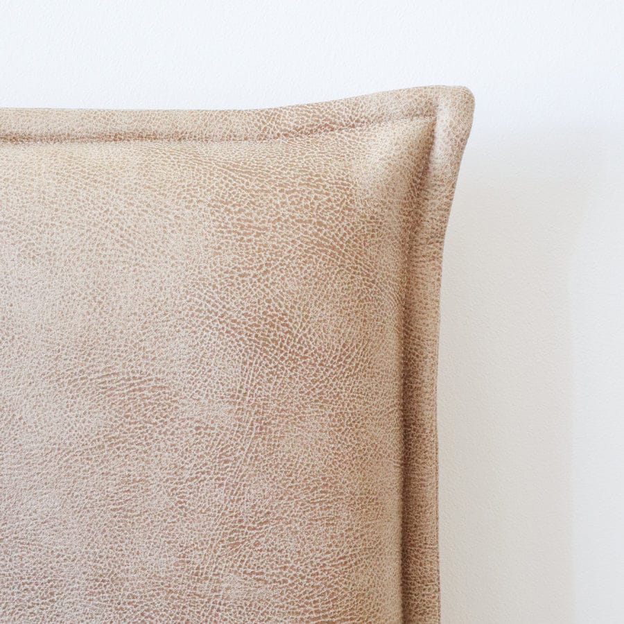 Juno Bedhead with Leatherette Slipcover Double Size Fawn By Black Mango Interiors