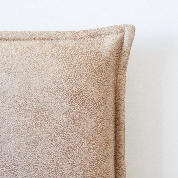 Juno Bedhead with Leatherette Slipcover Double Size Fawn By Black Mango Interiors