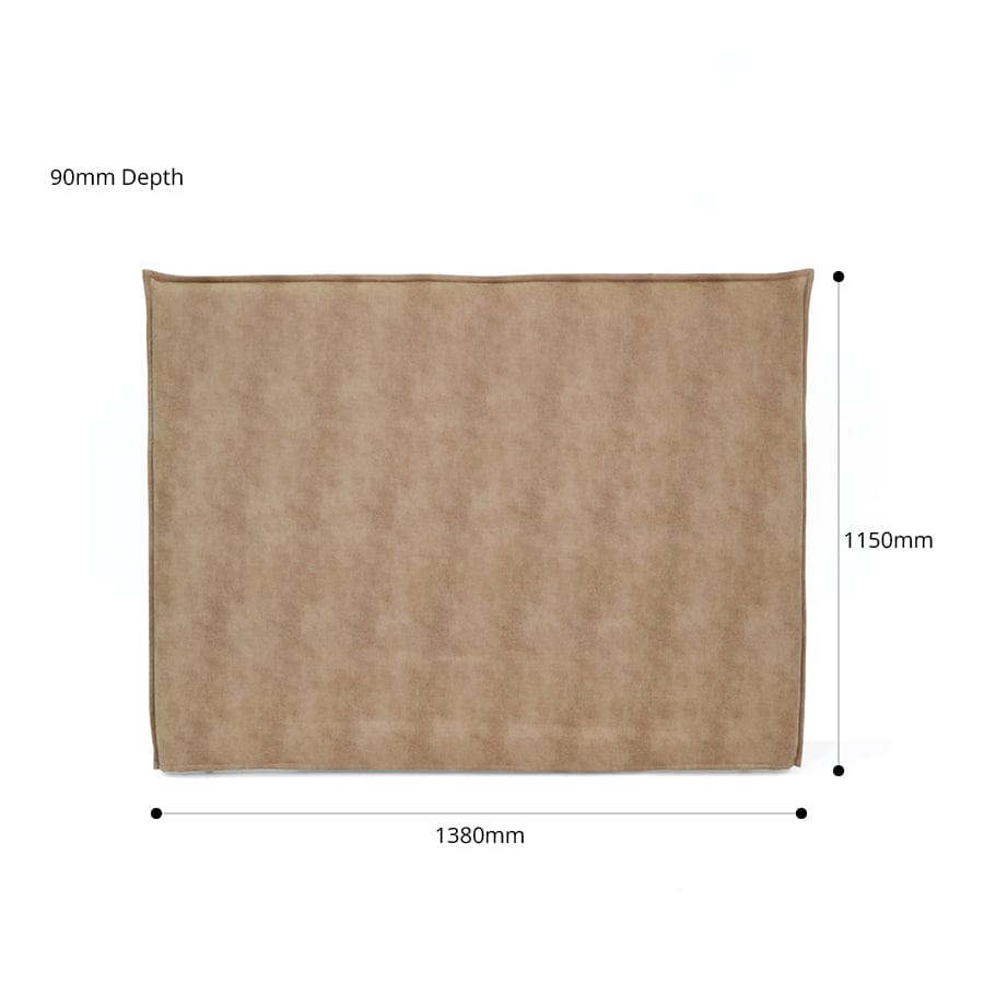 Juno Bedhead with Leatherette Slipcover Double Size Fawn By Black Mango Interiors