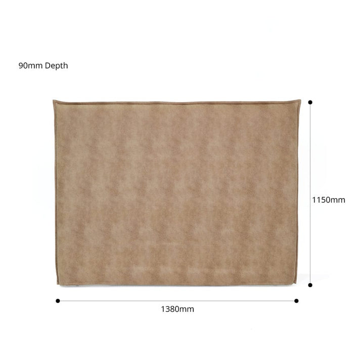 Juno Bedhead with Leatherette Slipcover Double Size Fawn By Black Mango Interiors