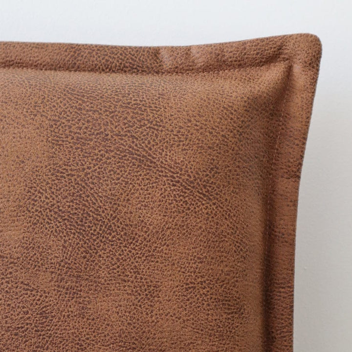 Juno Bedhead with Leatherette Slipcover Double Size Tan By Black Mango Interiors