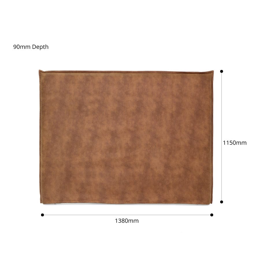 Juno Bedhead with Leatherette Slipcover Double Size Tan By Black Mango Interiors