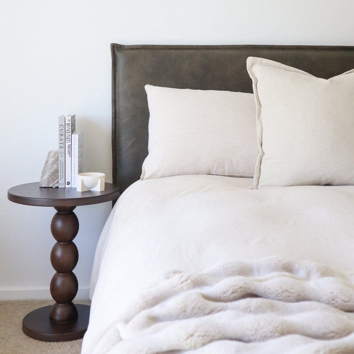 Juno Bedhead with Leatherette Slipcover King Size Brusnwick By Black Mango Interiors