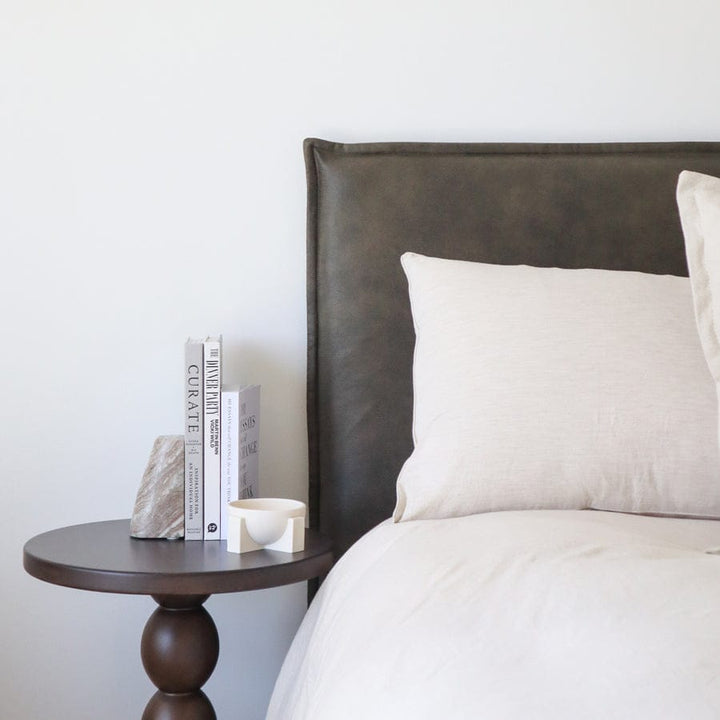 Juno Bedhead with Leatherette Slipcover King Size Brusnwick By Black Mango Interiors