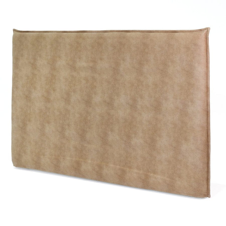 Juno Bedhead with Leatherette Slipcover King Size Fawn By Black Mango Interiors