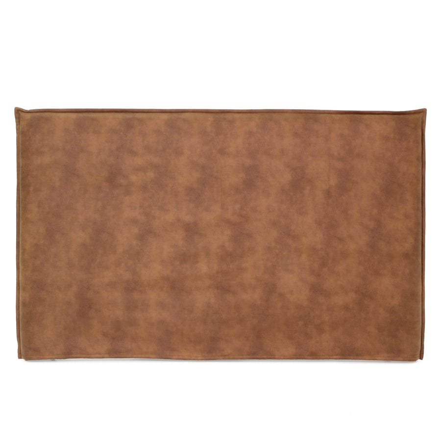 Juno Bedhead with Leatherette Slipcover King Size Tan By Black Mango Interiors