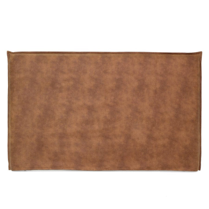 Juno Bedhead with Leatherette Slipcover King Size Tan By Black Mango Interiors