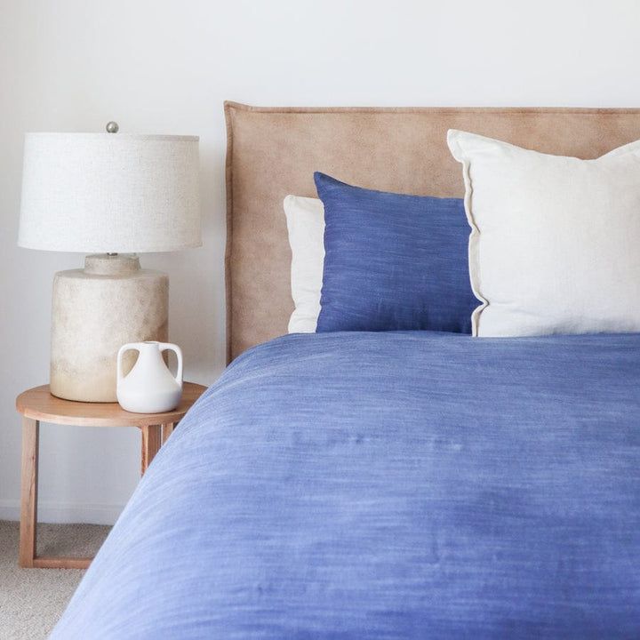 Juno Bedhead with Leatherette Slipcover Queen Size Fawn By Black Mango Interiors