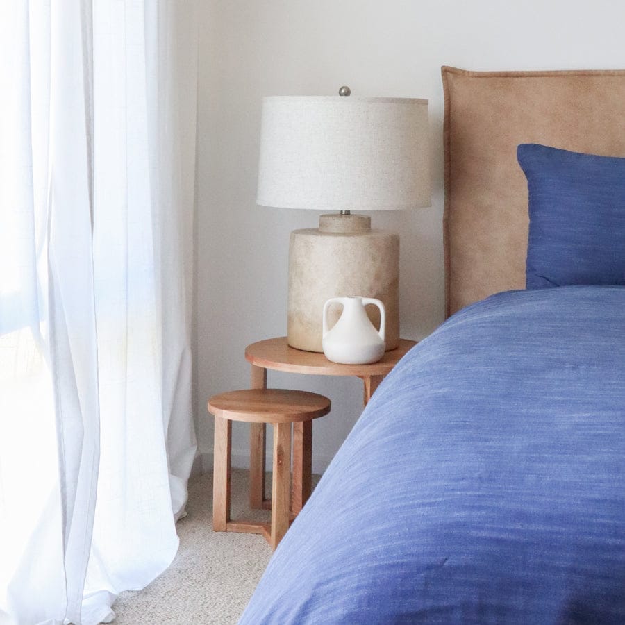 Juno Bedhead with Leatherette Slipcover Queen Size Fawn By Black Mango Interiors