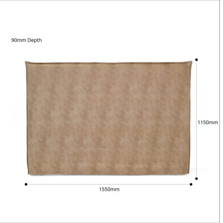 Juno Bedhead with Leatherette Slipcover Queen Size Fawn By Black Mango Interiors