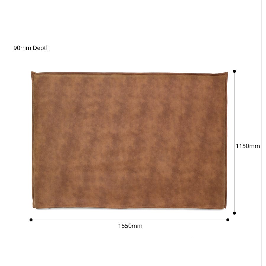 Juno Bedhead with Leatherette Slipcover Queen Size Tan By Black Mango Interiors