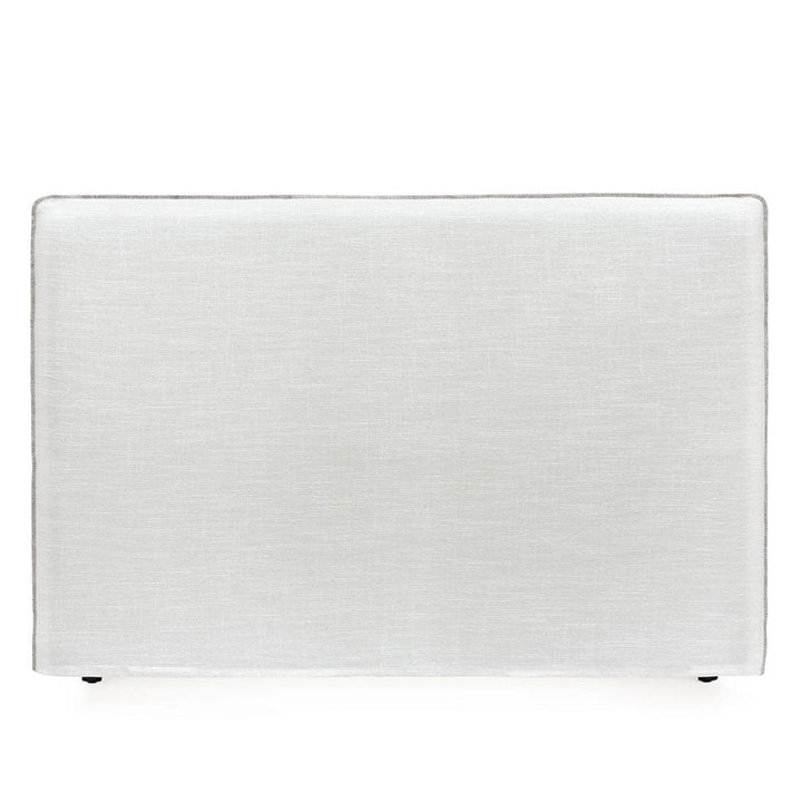 Juno Bedhead with Overlocked Slipcover King Size Linen White with Grey Stitching By Black Mango