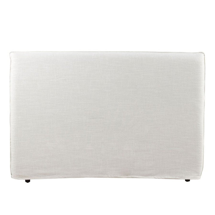 Juno Bedhead with Overlocked Slipcover King Size Linen White with White Stitching By Black Mango