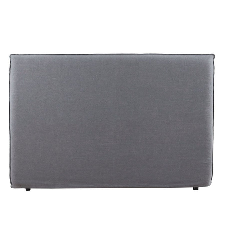 Juno Bedhead with Overlocked Slipcover King Size Wolf Grey with Grey Stitching By Black Mango