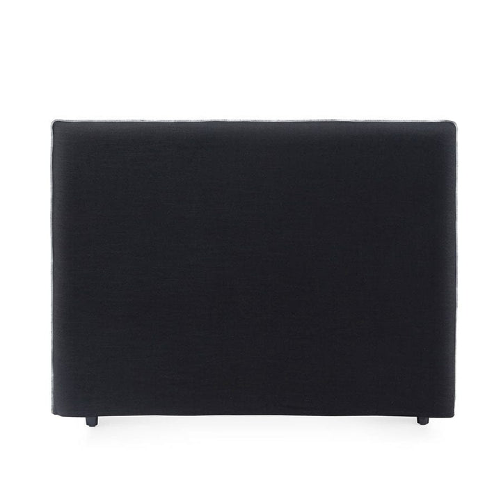 Juno Bedhead with Overlocked Slipcover Queen Size Black with White Stitching By Black Mango