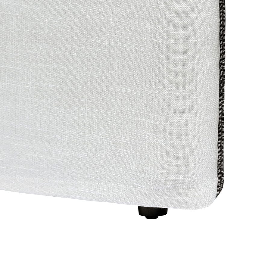 Juno Bedhead with Overlocked Slipcover Queen Size Linen White with Black Stitching By Black Mango