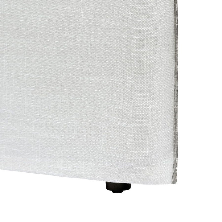 Juno Bedhead with Overlocked Slipcover Queen Size Linen White with Grey Stitching By Black Mango