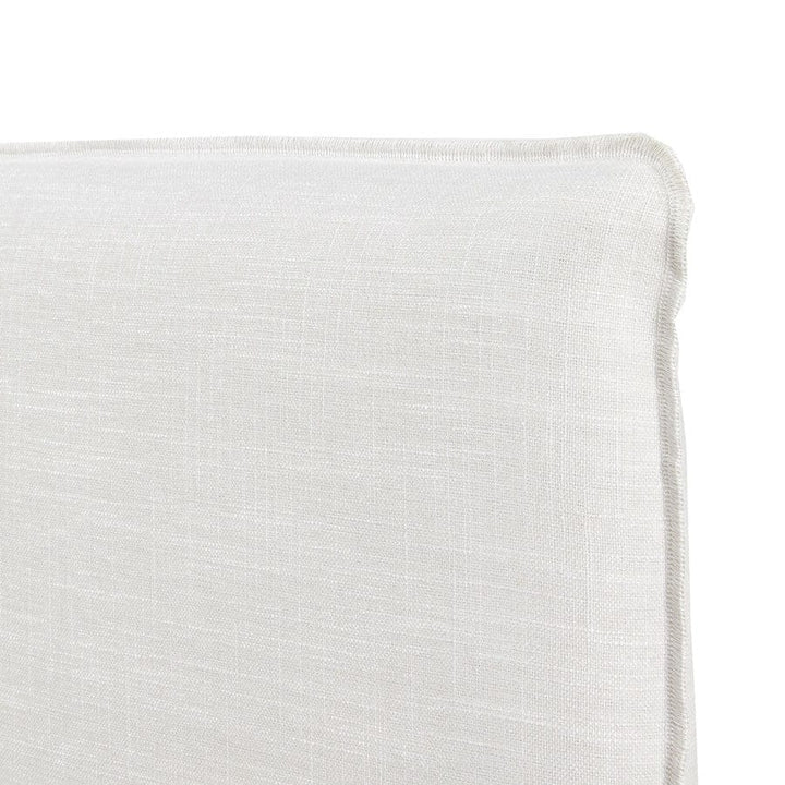 Juno Bedhead with Overlocked Slipcover Queen Size Linen White with White Stitching By Black Mango