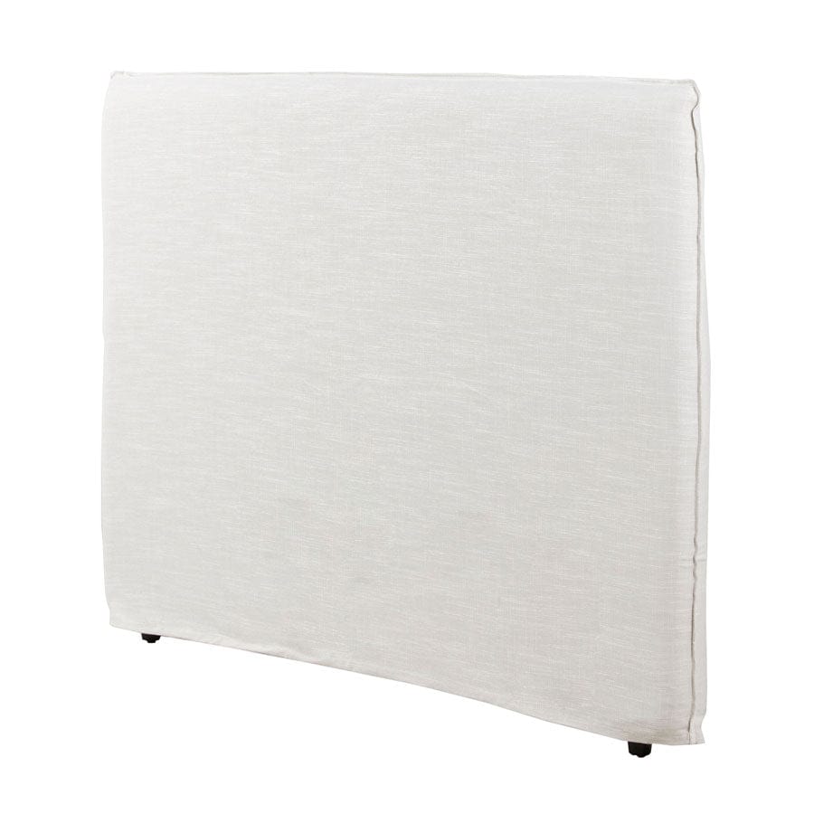 Juno Bedhead with Overlocked Slipcover Queen Size Linen White with White Stitching By Black Mango