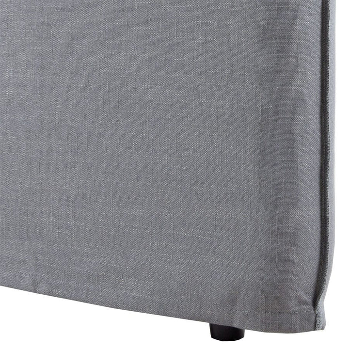 Juno Bedhead with Overlocked Slipcover Queen Size Wolf Grey with Grey Stitching By Black Mango