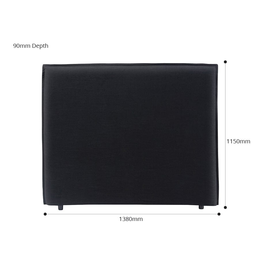Juno Bedhead with Slipcover Double Size Black Black Mango Interiors